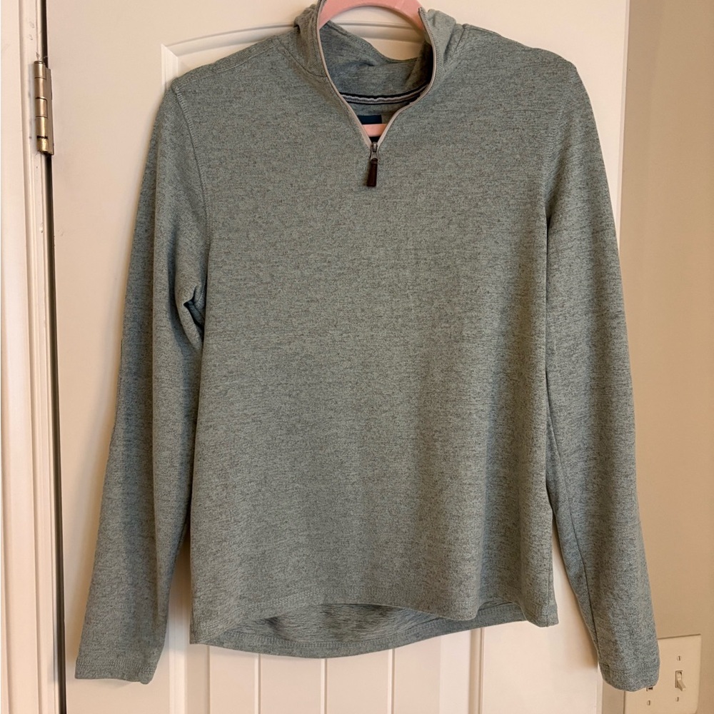 NWT Men's supersoft Heather Sage Quarter-Zip Sweater Hoodie by Bruno Milano